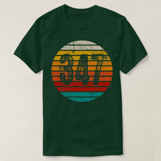 動揺してヴィンテージサンセット347市外局番 Tシャツ (デザイン正面)