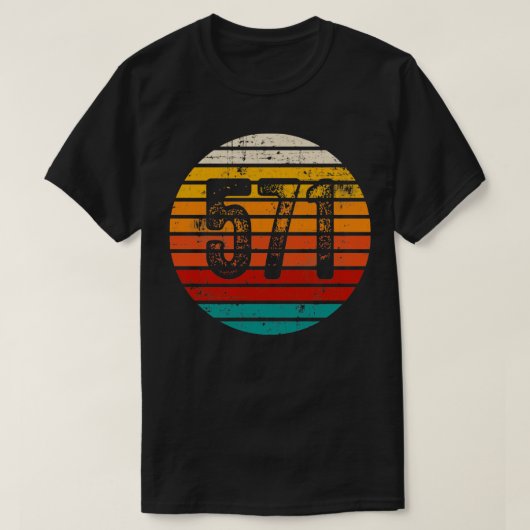 動揺してヴィンテージサンセット571エリアコード Tシャツ (デザイン正面)