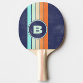 動揺してヴィンテージスタイルレトロストライプ付イニシャル 卓球ラケット (正面)
