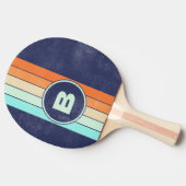 動揺してヴィンテージスタイルレトロストライプ付イニシャル 卓球ラケット (横)