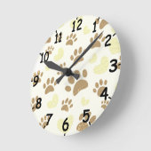 動揺してヴィンテージセピア犬の手跡とハート ラウンド壁時計 (傾斜)