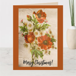 動揺してヴィンテージビクトリアン植物赤ポピー カード