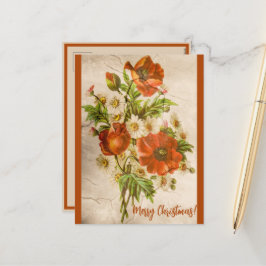 動揺してヴィンテージビクトリアン植物赤ポピー シーズンポストカード