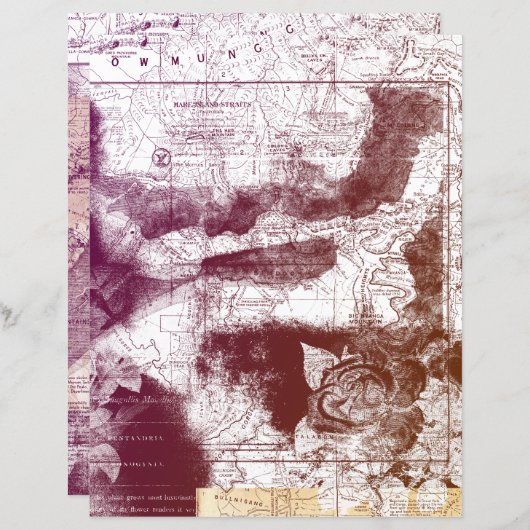 動揺してヴィンテージマップ仕訳帳スクラップブック紙 (正面/裏面)