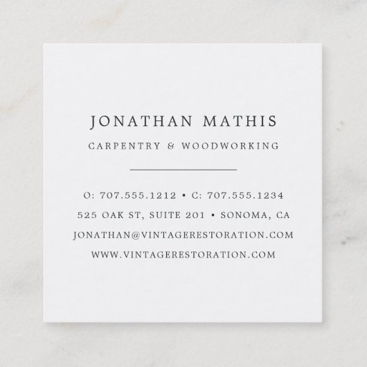 動揺してヴィンテージ再生木材 スクエア名刺 (裏面)