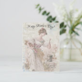 動揺してヴィンテージ女性が花粒集め ポストカード (スタンド正面)