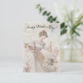 動揺してヴィンテージ女性が花粒集め ポストカード (スタンド正面)