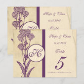 動揺してヴィンテージ紫色のフラワーテーブル番号カード ポストカード (正面/裏面)