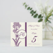 動揺してヴィンテージ紫色のフラワーテーブル番号カード ポストカード (スタンド正面)
