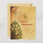 動揺してヴィンテージ飾クリスマスツリーサンタ ポストカード (正面/裏面)