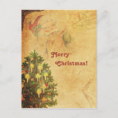 動揺してヴィンテージ飾クリスマスツリーサンタ ポストカード (正面)