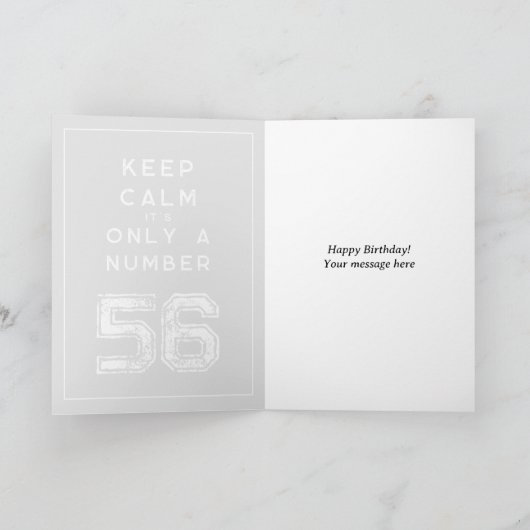 動揺して保静タイポグラフィ56番目の誕生日カード カード (内部)