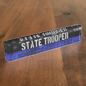 動揺して州警察国旗 デスクネームプレート (側面)