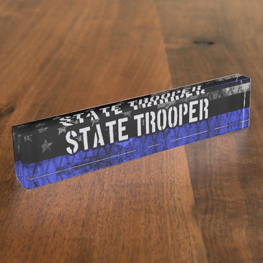 動揺して州警察国旗 デスクネームプレート (側面)