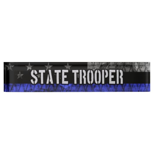 動揺して州警察国旗 デスクネームプレート (正面)