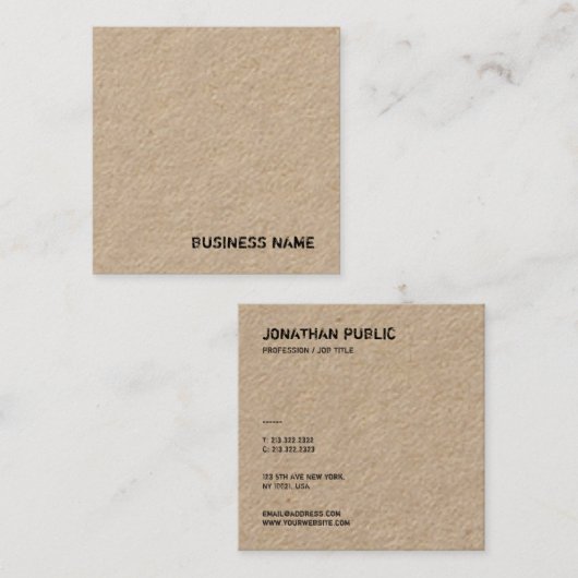 動揺して文字クラシッククラフ紙テンプレート スクエア名刺 (正面/裏面)
