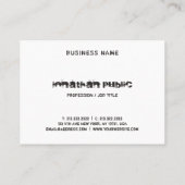 動揺して文字白黒モダンB&W エレガント 名刺 (裏面)