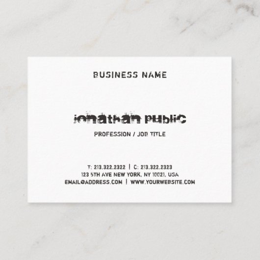 動揺して文字白黒モダンB&W エレガント 名刺 (裏面)