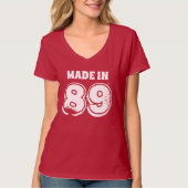 動揺して文字誕生日89タイポグラフィ赤 Tシャツ (正面)