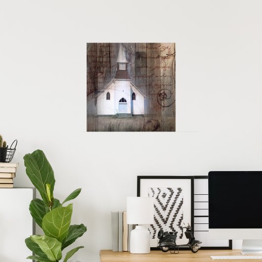 動揺して木初期の素朴国教会 ポスター (ホームオフィス)