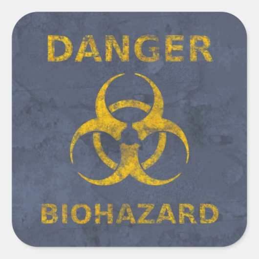 動揺して生物学的災害［有害物質］警告標識 スクエアシール (正面)