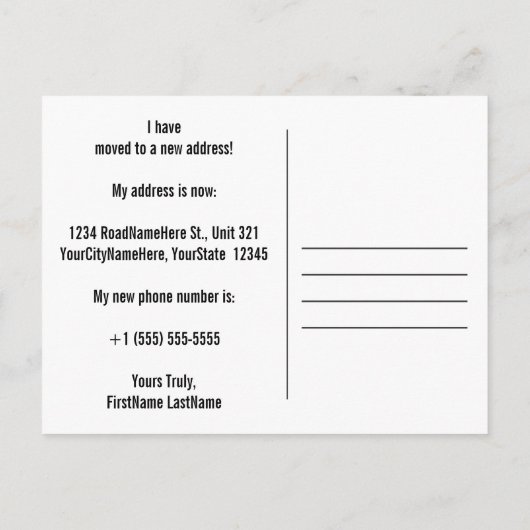 "動揺して私は新しい家に動きました!" 郵便はがき 案内ポストカード (裏面)