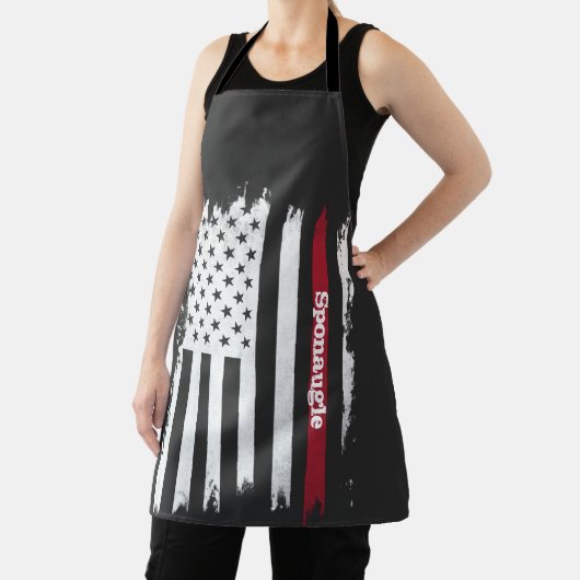 動揺して米国国旗の赤ストライプいパーソナライズされた名前 エプロン (インサイチュ)
