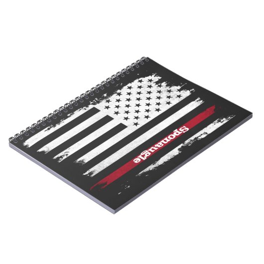 動揺して米国国旗の赤ストライプいパーソナライズされた名前 ノートブック (左側)