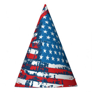 動揺して米国旗のパタ色彩の鮮やかーン パーティーハット