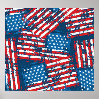 動揺して米国旗のパタ色彩の鮮やかーン ポスター