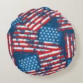動揺して米国旗のパタ色彩の鮮やかーン ラウンドクッション (裏面)