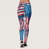動揺して米国旗のパタ色彩の鮮やかーン レギンス (裏面)