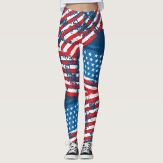動揺して米国旗のパタ色彩の鮮やかーン レギンス