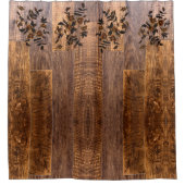 動揺して素朴木目、国バラ シャワーカーテン (正面)