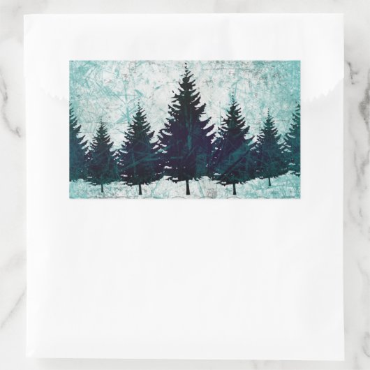 動揺して素朴松林 長方形シール (バッグ)