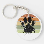 動揺して絵を描(ばちゃばちゃ)跳ねるドッグポーレトロサンセット キーホルダー (正面)