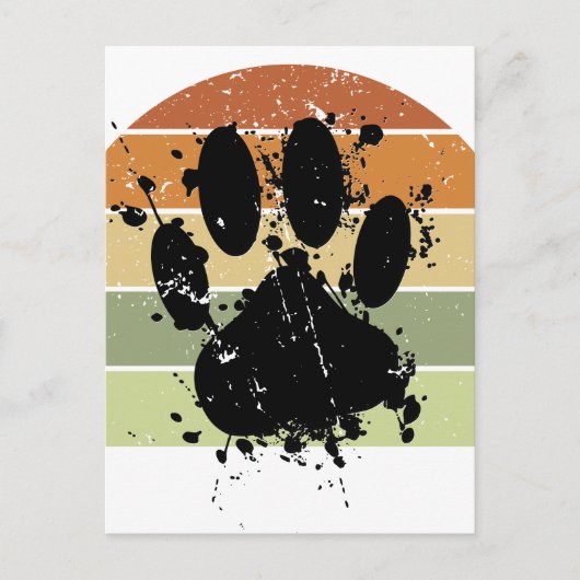 動揺して絵を描（ばちゃばちゃ）跳ねるドッグポーレトロサンセット ポストカード (正面)