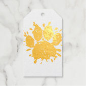 動揺して絵を描(ばちゃばちゃ)跳ねる犬のポープリント ギフトタグ (正面)