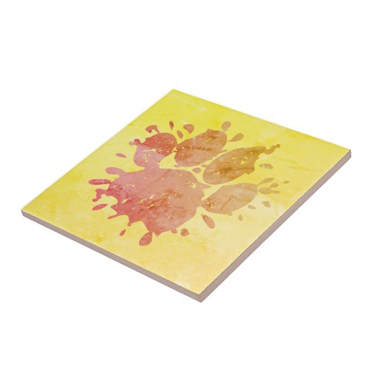 動揺して絵を描(ばちゃばちゃ)跳ねる犬のポープリント タイル (側面)