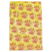 動揺して絵を描（ばちゃばちゃ）跳ねる犬のポープリント ミディアムペーパーバッグ (正面)