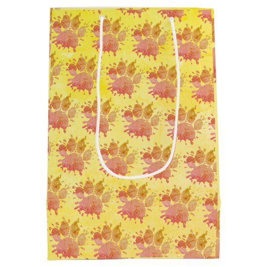 動揺して絵を描（ばちゃばちゃ）跳ねる犬のポープリント ミディアムペーパーバッグ (裏面)