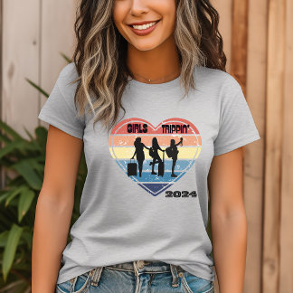 動揺して色数々のハートシルエットガールズトリップ Tシャツ