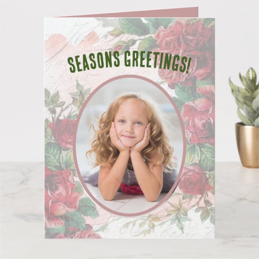 動揺して色鮮やかな赤のバラ書ズの紙 カード (小さな植物)