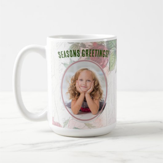 動揺して色鮮やかな赤のバラ書ズの紙 コーヒーマグカップ (左)