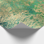 動揺して金ゴールド(ばちゃばちゃ)跳ねるオン緑 ラッピングペーパー (角)