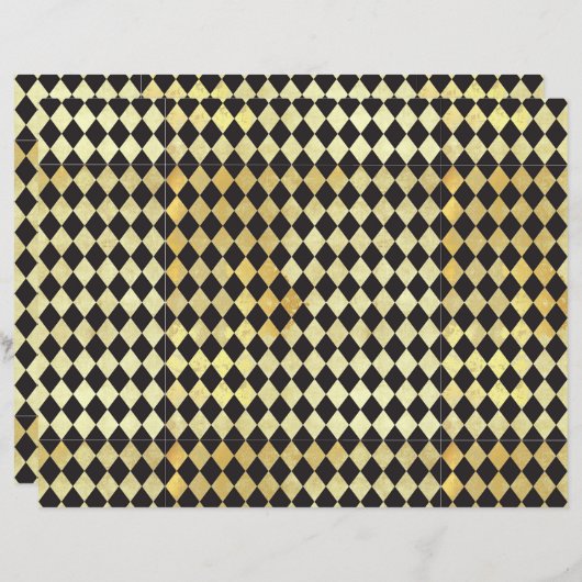 動揺して金ゴールド&ブラックハーレクインスクラップブック紙 (正面/裏面)