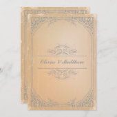 動揺して金灰色ヴィンテージス結婚クル 招待状 (正面/裏面)