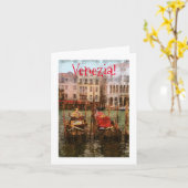 "動揺して"写真ゴンドラ/ヴェネツィアのブログ/運河 カード (黄色い花)