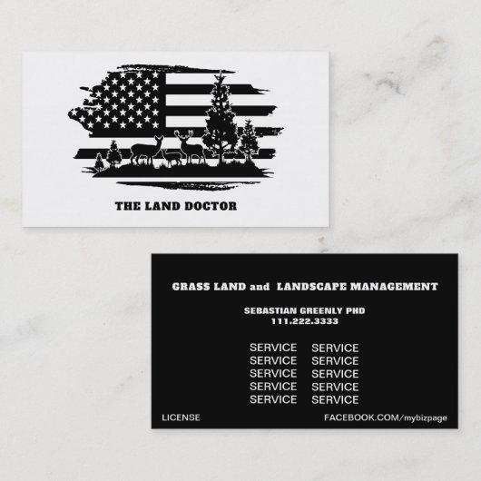 *~* 動揺して AP27米国国旗の森の風景 名刺 (正面/裏面)