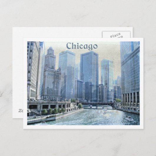 動揺してAged Downtown Chicagoはがき ポストカード (正面/裏面)